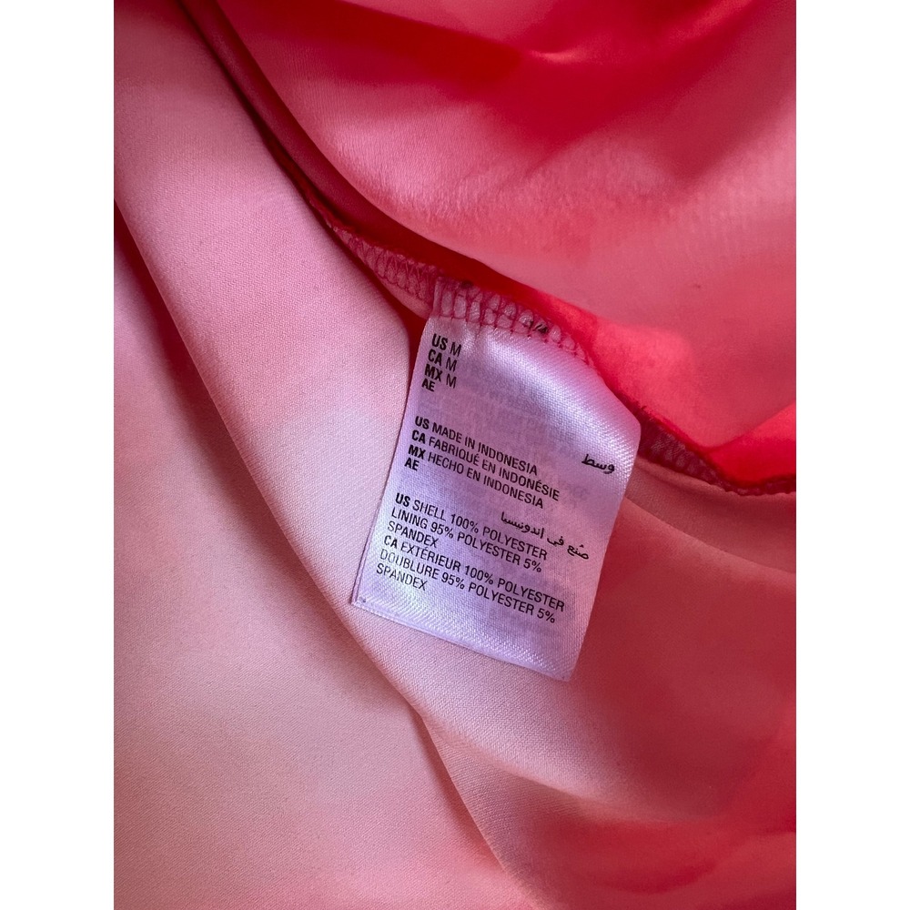 Alfani Pink White Watercolor Abstract Long Sleeve Blouson Blouse Size Medium - Picture 3 of 5